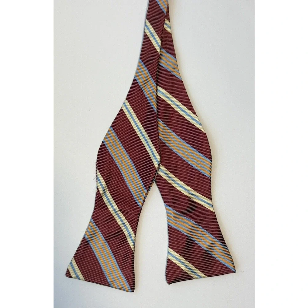 Robert Talbott Men's 100% Silk Adjustable Bow Tie Burgundy/Orange/Cream/Blue USA